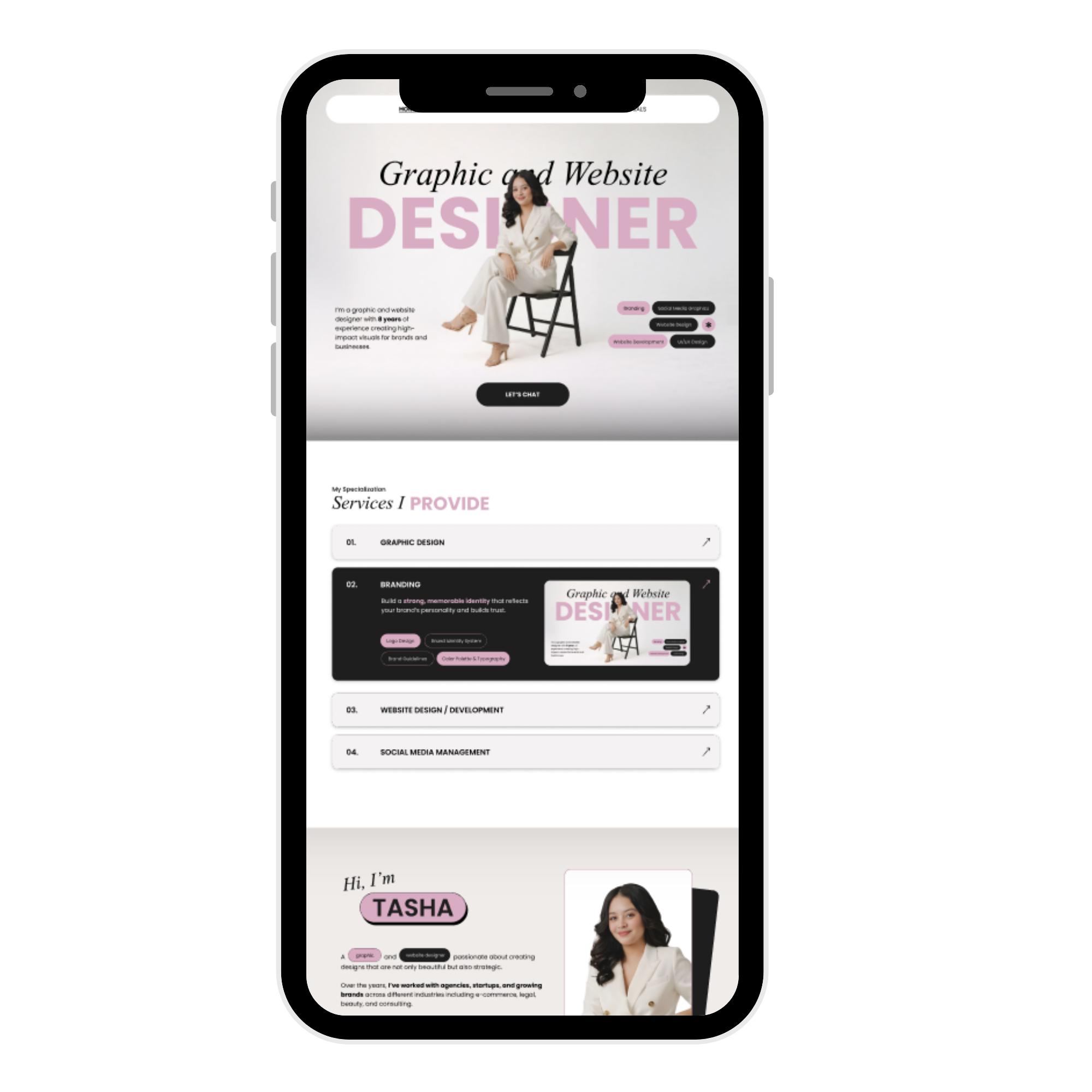 Mobile preview of Tasha's services